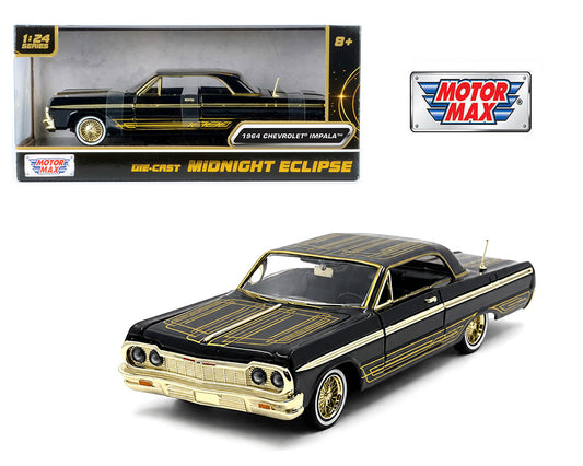 Motormax 1:24 1964 Chevrolet Impala SS Lowriders- Black with Gold – Midnight Eclipse